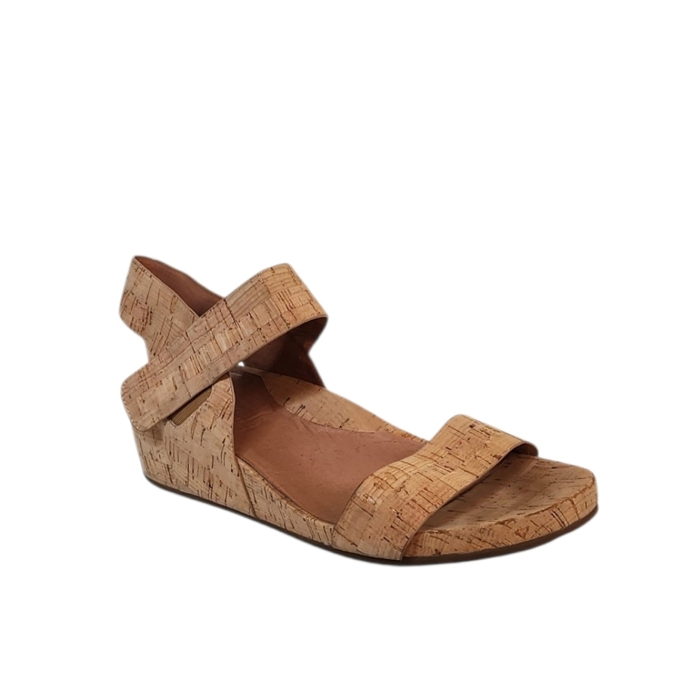 Gentle Souls Gianna Two Band Cork Wedge Heel Sandals Size 11 M